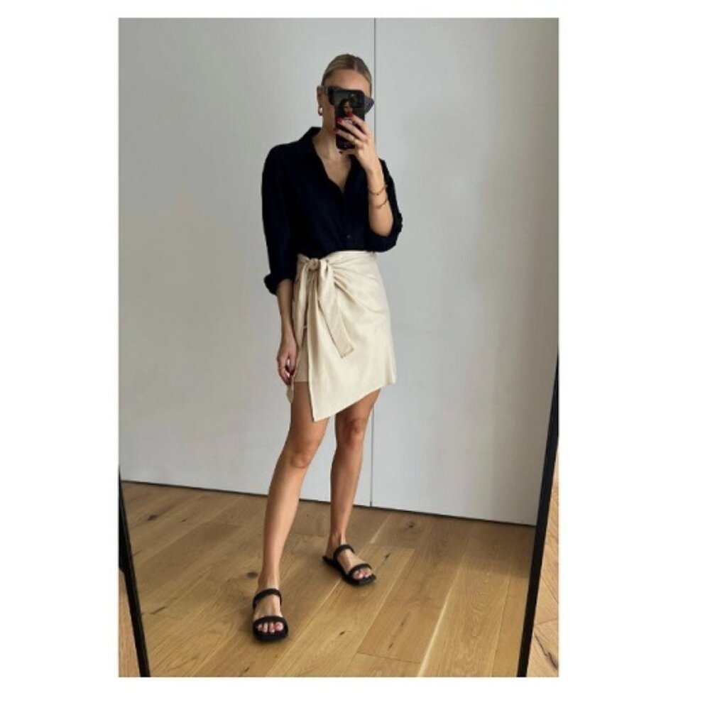 NA-KD X Lydia Tomlinson Layered Mini Skirt In Beige size 36 EU/ 4 US